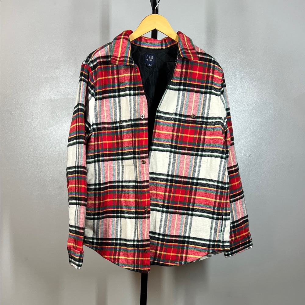 GAP Men's Red and White Plaid Button Down Shirt